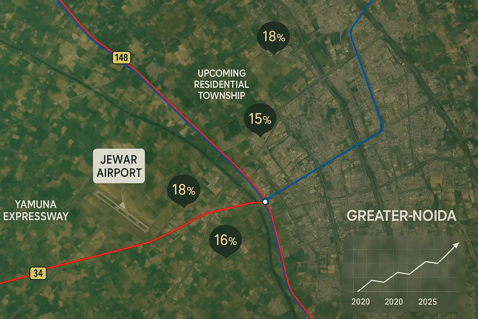 Jewar Airport Impact Map housingininidian.com