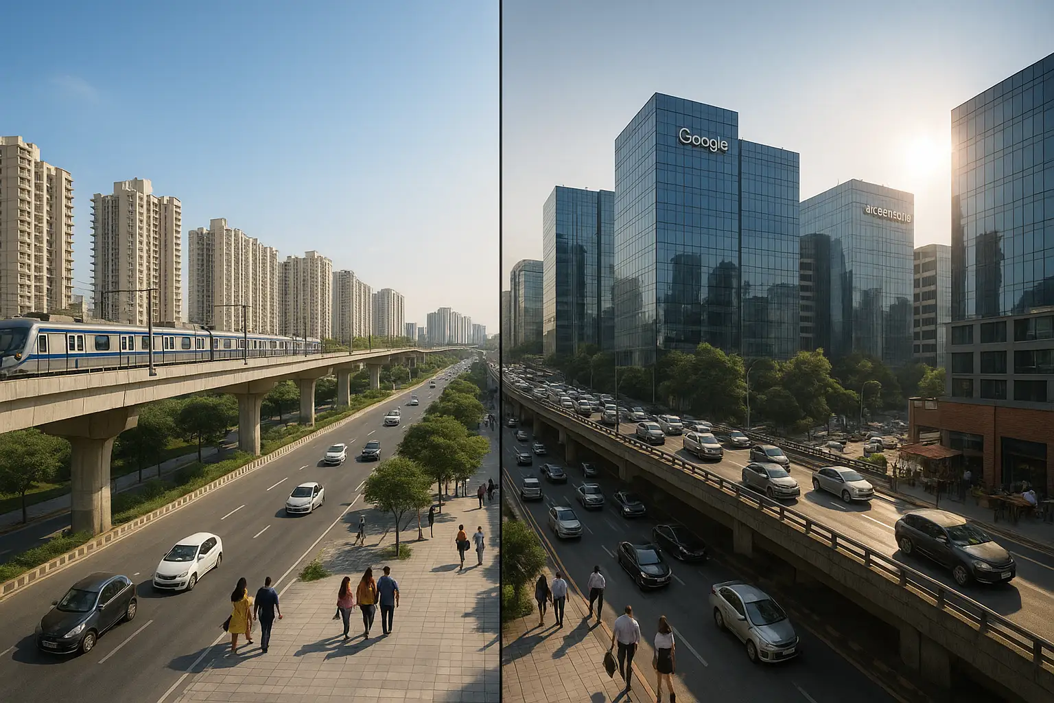 Living in Noida vs Gurgaon Housinginindia.com