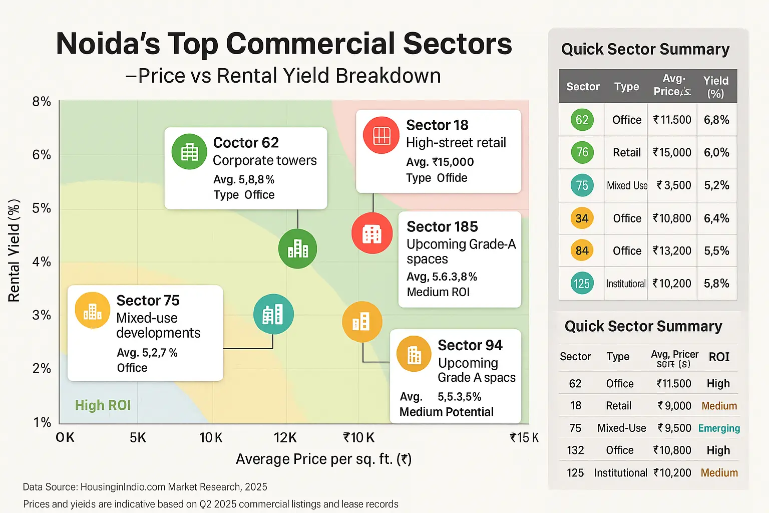 Price Trends, Rental Yield and ROI Comparison housinginindia.com