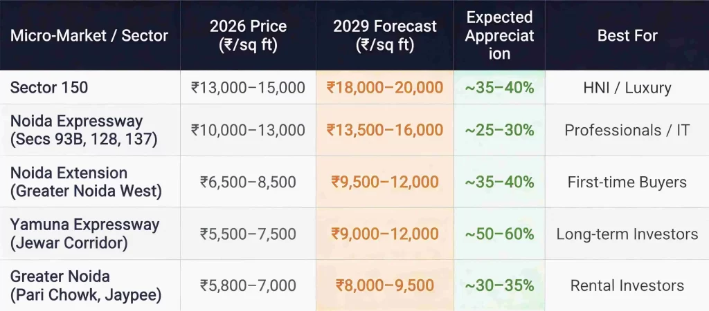 Noida Sector-Wise Price Forecast: Best Areas to Invest by 2029 